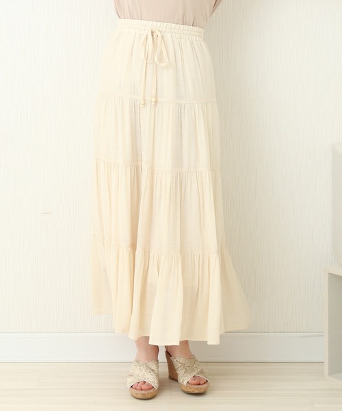 libelle more（リベル モア）の「R/Tスラブ　ティアードスカート（スカート・レディース・キナリ/モカ/ブルー/スモークピンク/ミント・M）」の6枚目の写真