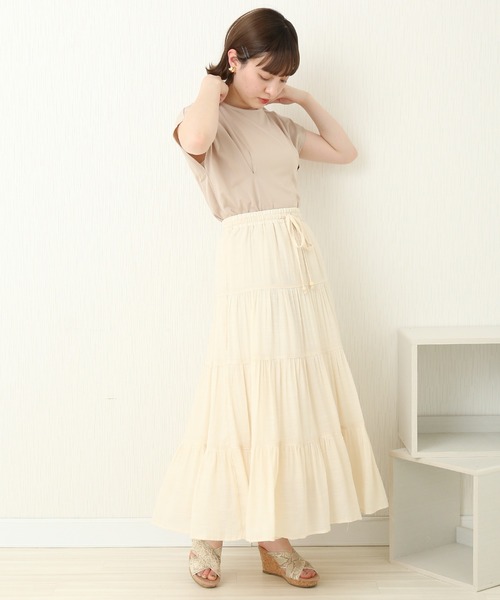 libelle more（リベル モア）の「R/Tスラブ　ティアードスカート（スカート・レディース・キナリ/モカ/ブルー/スモークピンク/ミント・M）」の7枚目の写真