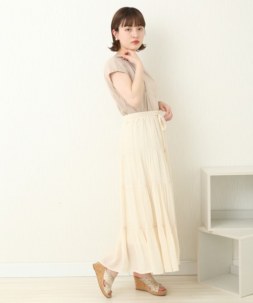 libelle more（リベル モア）の「R/Tスラブ　ティアードスカート（スカート・レディース・キナリ/モカ/ブルー/スモークピンク/ミント・M）」の8枚目の写真