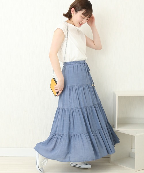 libelle more（リベル モア）の「R/Tスラブ　ティアードスカート（スカート・レディース・キナリ/モカ/ブルー/スモークピンク/ミント・M）」の18枚目の写真