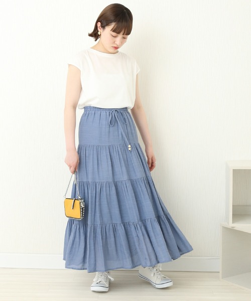 libelle more（リベル モア）の「R/Tスラブ　ティアードスカート（スカート・レディース・キナリ/モカ/ブルー/スモークピンク/ミント・M）」の19枚目の写真