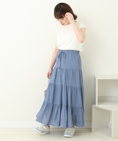 libelle more（リベル モア）の「R/Tスラブ　ティアードスカート（スカート・レディース・キナリ/モカ/ブルー/スモークピンク/ミント・M）」の20枚目の写真