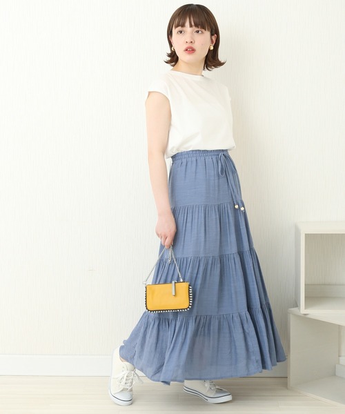 libelle more（リベル モア）の「R/Tスラブ　ティアードスカート（スカート・レディース・キナリ/モカ/ブルー/スモークピンク/ミント・M）」の21枚目の写真