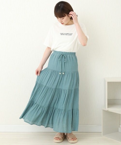 libelle more（リベル モア）の「R/Tスラブ　ティアードスカート（スカート・レディース・キナリ/モカ/ブルー/スモークピンク/ミント・M）」の13枚目の写真