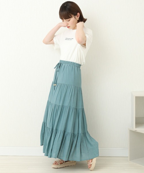 libelle more（リベル モア）の「R/Tスラブ　ティアードスカート（スカート・レディース・キナリ/モカ/ブルー/スモークピンク/ミント・M）」の14枚目の写真