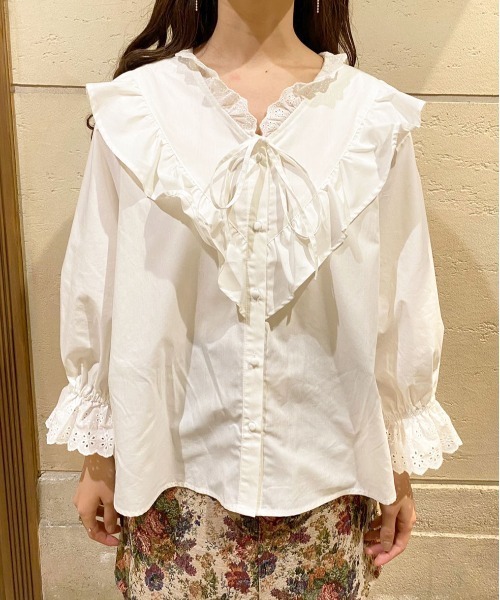 apres jour（アプレジュール）の「コットンレースフリルブラウス【ZOZOTOWN限定アイテム】（シャツ/ブラウス・レディース・アイボリー/ブラック/オフホワイト・フリー/X-LARGE）」の15枚目の写真
