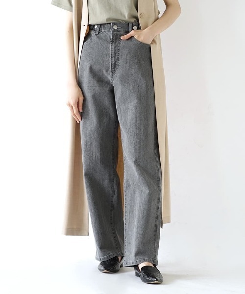 e-zakkamania stores（イーザッカマニアストアーズ）の「【こっそり楽ちん！隠しウエストゴム】 ウエストボタン ストレッチパンツ［デニム］（デニムパンツ・レディース・ネイビー/ライトブルー/ブルー/ブラック/グレー/ホワイト・L/M）」の3枚目の写真