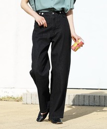 【こっそり楽ちん！隠しウエストゴム】 ウエストボタン ストレッチパンツ［デニム］