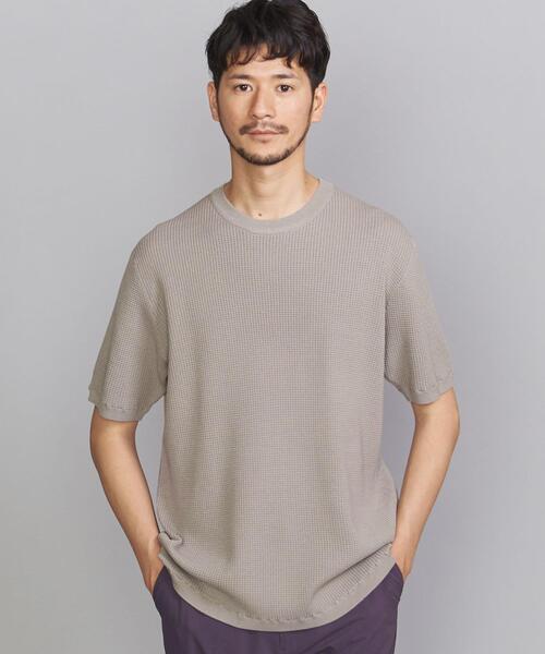 BEAUTY&YOUTH UNITED ARROWS（ビューティーアンドユースユナイテッドアローズ）の「BY ウォッシュ サーマル ニットTシャツ（ニット/セーター・メンズ・ブラック/ベージュ/オリーブ・SMALL/MEDIUM/LARGE/X-LARGE）」の3枚目の写真