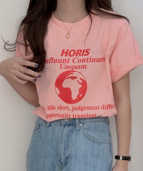 MAISON BREEZE（メゾンブリーズ）の「【MAISON BREEZE】アースプリントTee（Tシャツ/カットソー・レディース・イエロー/ホワイト/ピンク・FREE）」の3枚目の写真