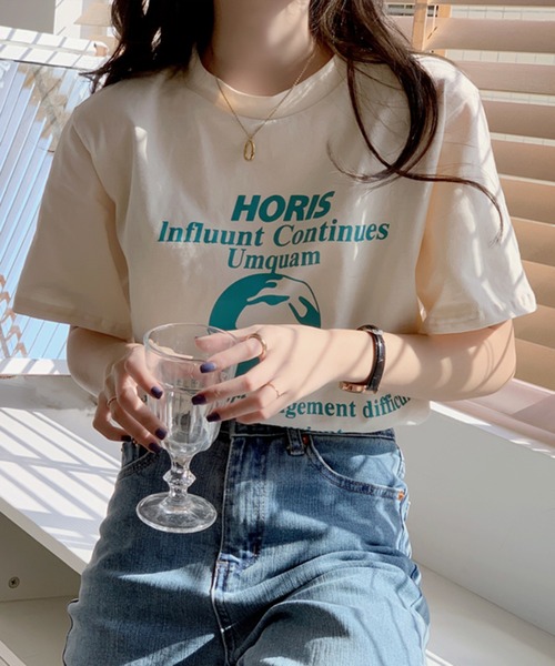 MAISON BREEZE（メゾンブリーズ）の「【MAISON BREEZE】アースプリントTee（Tシャツ/カットソー・レディース・イエロー/ホワイト/ピンク・FREE）」の7枚目の写真