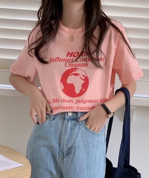 MAISON BREEZE（メゾンブリーズ）の「【MAISON BREEZE】アースプリントTee（Tシャツ/カットソー・レディース・イエロー/ホワイト/ピンク・FREE）」の9枚目の写真