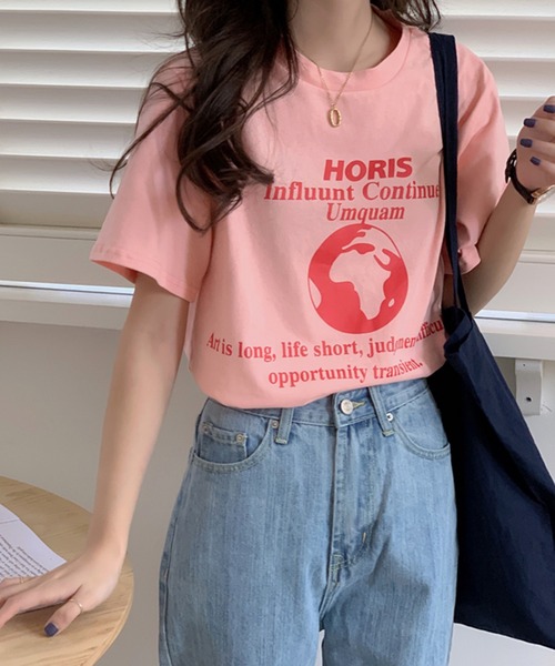 MAISON BREEZE（メゾンブリーズ）の「【MAISON BREEZE】アースプリントTee（Tシャツ/カットソー・レディース・イエロー/ホワイト/ピンク・FREE）」の10枚目の写真