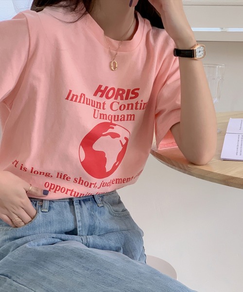 MAISON BREEZE（メゾンブリーズ）の「【MAISON BREEZE】アースプリントTee（Tシャツ/カットソー・レディース・イエロー/ホワイト/ピンク・FREE）」の11枚目の写真