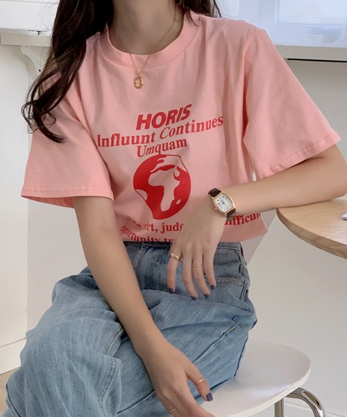 MAISON BREEZE（メゾンブリーズ）の「【MAISON BREEZE】アースプリントTee（Tシャツ/カットソー・レディース・イエロー/ホワイト/ピンク・FREE）」の12枚目の写真