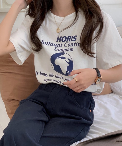 MAISON BREEZE（メゾンブリーズ）の「【MAISON BREEZE】アースプリントTee（Tシャツ/カットソー・レディース・イエロー/ホワイト/ピンク・FREE）」の13枚目の写真