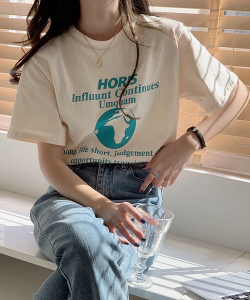 MAISON BREEZE（メゾンブリーズ）の「【MAISON BREEZE】アースプリントTee（Tシャツ/カットソー・レディース・イエロー/ホワイト/ピンク・FREE）」の18枚目の写真