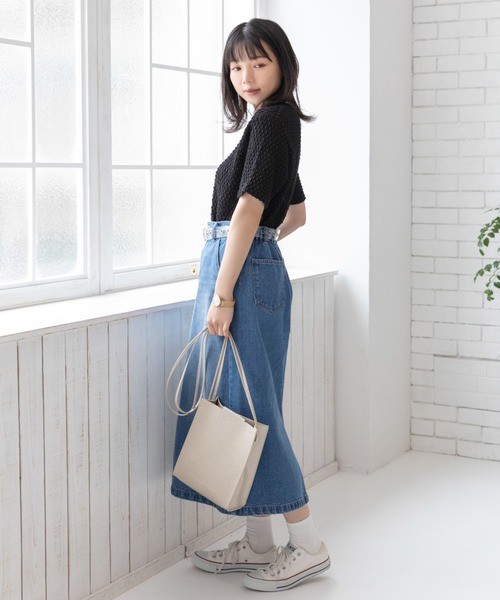 Mysa&Liina（ミーサリーナ）の「スカシ柄ジャガードメッシュカットトップス（Tシャツ/カットソー・レディース・ブラック/オフホワイト/グリーン・M）」の13枚目の写真