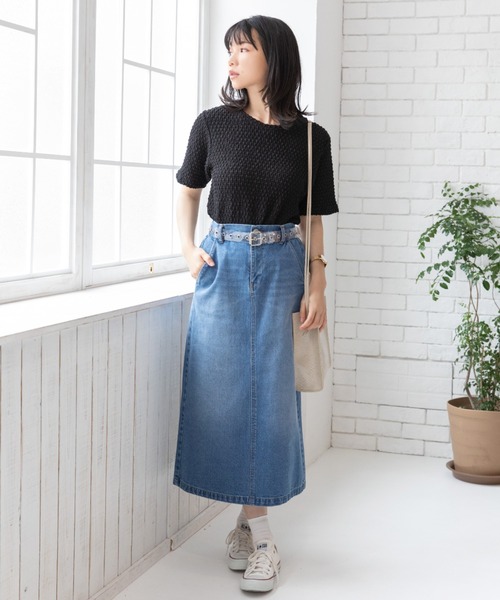 Mysa&Liina（ミーサリーナ）の「スカシ柄ジャガードメッシュカットトップス（Tシャツ/カットソー・レディース・ブラック/オフホワイト/グリーン・M）」の11枚目の写真