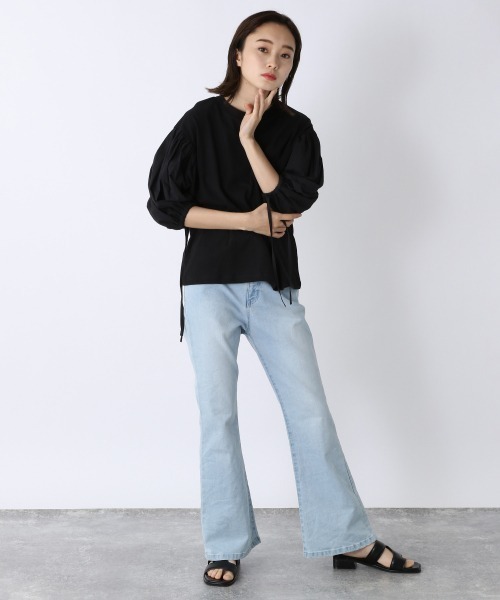 JEANASIS（ジーナシス）の「【WEB限定】バルーンスリーブフハクコンビ/957650（Tシャツ/カットソー・レディース・ホワイト/ブラック/マスタード・FREE）」の8枚目の写真