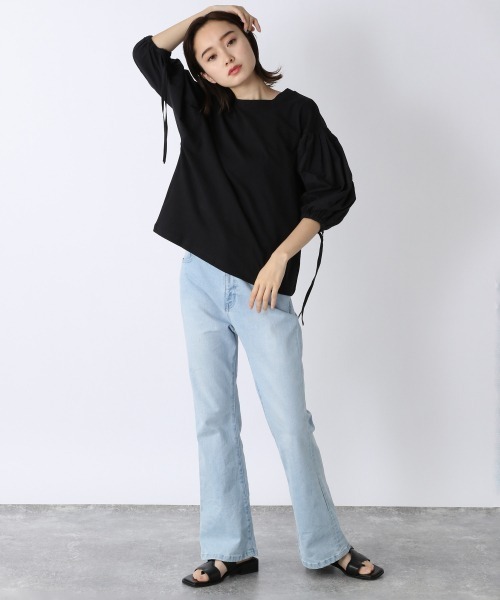 JEANASIS（ジーナシス）の「【WEB限定】バルーンスリーブフハクコンビ/957650（Tシャツ/カットソー・レディース・ホワイト/ブラック/マスタード・FREE）」の9枚目の写真