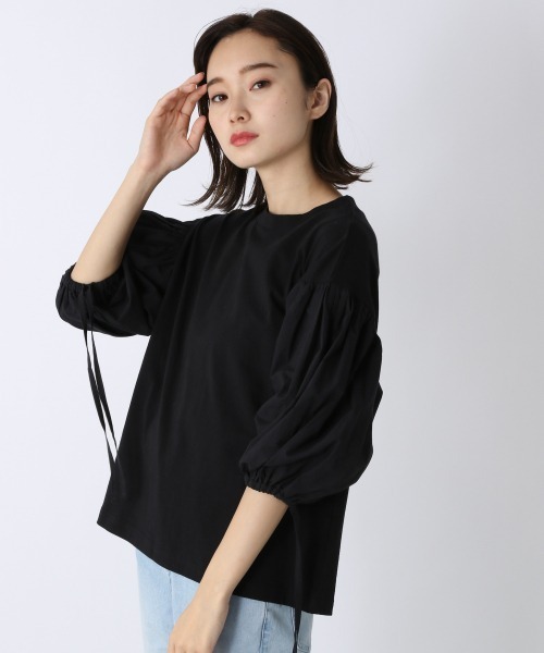 JEANASIS（ジーナシス）の「【WEB限定】バルーンスリーブフハクコンビ/957650（Tシャツ/カットソー・レディース・ホワイト/ブラック/マスタード・FREE）」の10枚目の写真