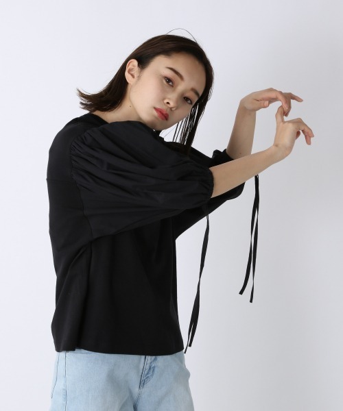 JEANASIS（ジーナシス）の「【WEB限定】バルーンスリーブフハクコンビ/957650（Tシャツ/カットソー・レディース・ホワイト/ブラック/マスタード・FREE）」の11枚目の写真