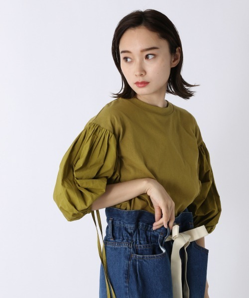 JEANASIS（ジーナシス）の「【WEB限定】バルーンスリーブフハクコンビ/957650（Tシャツ/カットソー・レディース・ホワイト/ブラック/マスタード・FREE）」の14枚目の写真