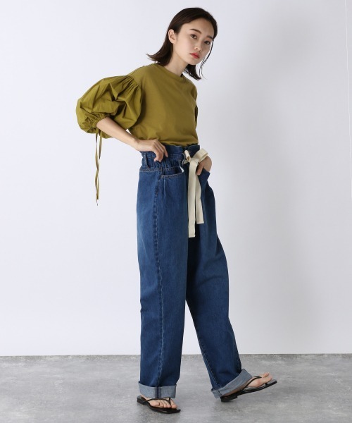 JEANASIS（ジーナシス）の「【WEB限定】バルーンスリーブフハクコンビ/957650（Tシャツ/カットソー・レディース・ホワイト/ブラック/マスタード・FREE）」の12枚目の写真