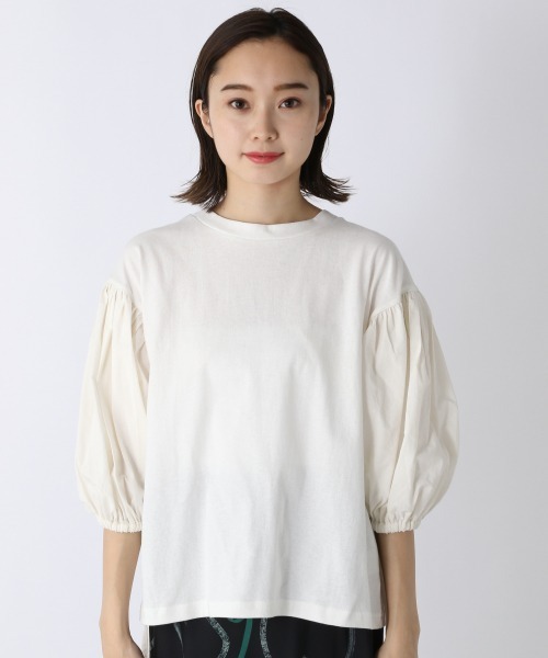 JEANASIS（ジーナシス）の「【WEB限定】バルーンスリーブフハクコンビ/957650（Tシャツ/カットソー・レディース・ホワイト/ブラック/マスタード・FREE）」の15枚目の写真