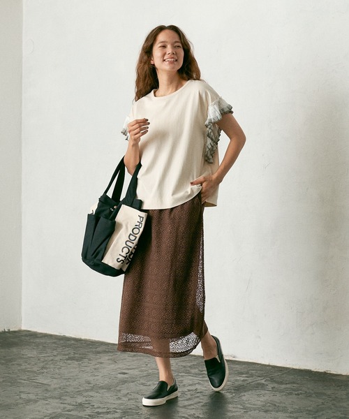 PUAL CE CIN（ピュアルセシン）の「ラッセルレーススカート（スカート・レディース・ブラック/ブラウン/グレー/アイボリー・FREE）」の4枚目の写真