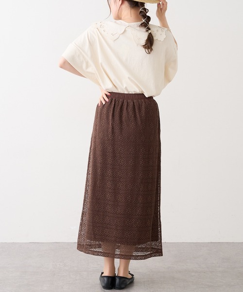 PUAL CE CIN（ピュアルセシン）の「ラッセルレーススカート（スカート・レディース・ブラック/ブラウン/グレー/アイボリー・FREE）」の6枚目の写真