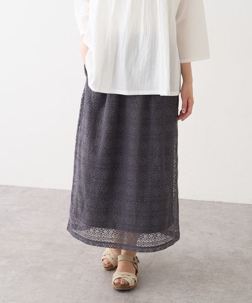 PUAL CE CIN（ピュアルセシン）の「ラッセルレーススカート（スカート・レディース・ブラック/ブラウン/グレー/アイボリー・FREE）」の21枚目の写真