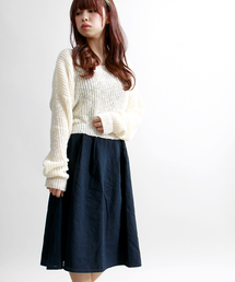 WEGO | WEGO/綿麻タックミドルスカート(スカート)