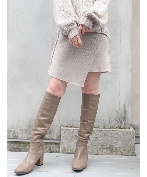 dazzlin（ダズリン）の「ダブルカラーニットミニスカート（スカート・レディース・ベージュ/ピンク・FREE）」の2枚目の写真