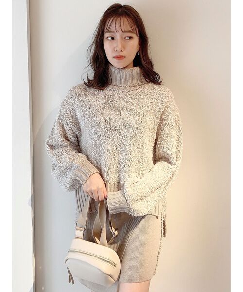 dazzlin（ダズリン）の「ダブルカラーニットミニスカート（スカート・レディース・ベージュ/ピンク・FREE）」の4枚目の写真