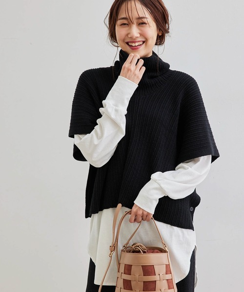 ROPE' PICNIC(ロペピクニック)の「ニットベストプルオーバー(ニット/セーター・レディース・ブラック/ブラウン・38)」の4枚目の写真