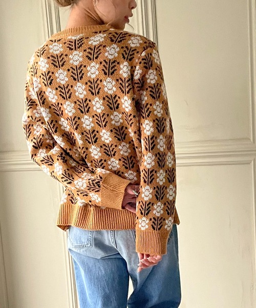 JUNOAH（ジュノア）の「花柄ニットカーディガン（カーディガン/ボレロ