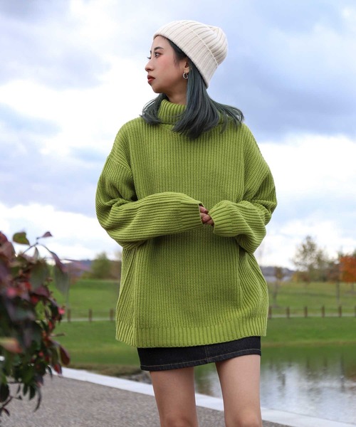 ZIP FIVE（ジップファイブ）の「【ZIP FIVE】7Gあぜ編みオーバーサイズタートルネックニット（ニット/セーター・メンズ・ネイビー/ブルー/グレイッシュベージュ/ライトグレー/オフホワイト/モカ/ブラック/オリーブ/アイボリー/グリーン系・LARGE/MEDIUM/X-LARGE）」の8枚目の写真