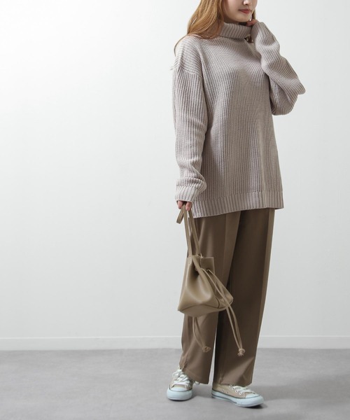 ZIP FIVE（ジップファイブ）の「【ZIP FIVE】7Gあぜ編みオーバーサイズタートルネックニット（ニット/セーター・メンズ・ネイビー/ブルー/グレイッシュベージュ/ライトグレー/オフホワイト/モカ/ブラック/オリーブ/アイボリー/グリーン系・LARGE/MEDIUM/X-LARGE）」の13枚目の写真