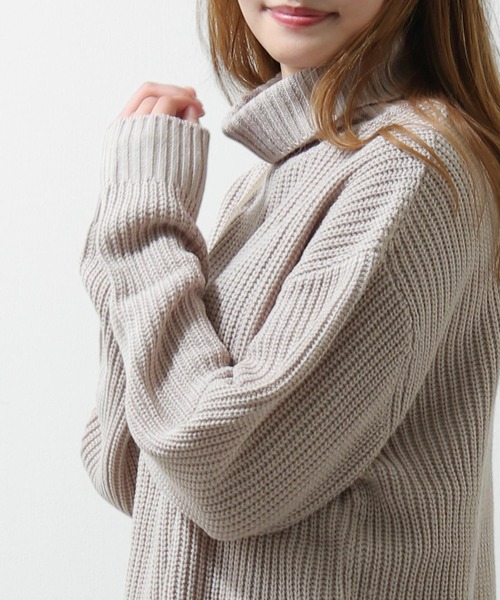 ZIP FIVE（ジップファイブ）の「【ZIP FIVE】7Gあぜ編みオーバーサイズタートルネックニット（ニット/セーター・メンズ・ネイビー/ブルー/グレイッシュベージュ/ライトグレー/オフホワイト/モカ/ブラック/オリーブ/アイボリー/グリーン系・LARGE/MEDIUM/X-LARGE）」の21枚目の写真