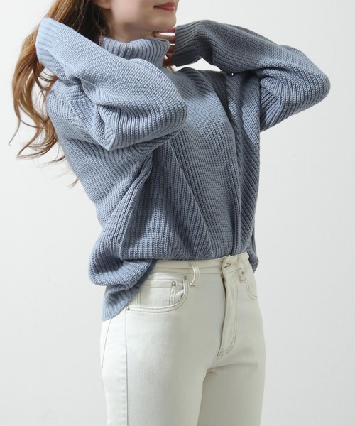 ZIP FIVE（ジップファイブ）の「【ZIP FIVE】7Gあぜ編みオーバーサイズタートルネックニット（ニット/セーター・メンズ・ネイビー/ブルー/グレイッシュベージュ/ライトグレー/オフホワイト/モカ/ブラック/オリーブ/アイボリー/グリーン系・LARGE/MEDIUM/X-LARGE）」の16枚目の写真