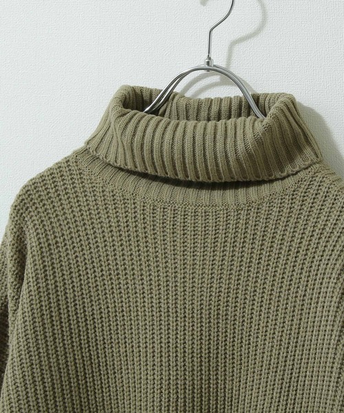 ZIP FIVE（ジップファイブ）の「【ZIP FIVE】7Gあぜ編みオーバーサイズタートルネックニット（ニット/セーター・メンズ・ネイビー/ブルー/グレイッシュベージュ/ライトグレー/オフホワイト/モカ/ブラック/オリーブ/アイボリー/グリーン系・LARGE/MEDIUM/X-LARGE）」の14枚目の写真