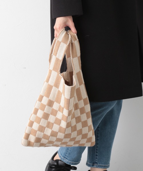 GLOBAL WORK(グローバルワーク)の「アソート柄ニットバッグ/228989(トートバッグ・レディース・ホワイト系その他/ホワイト系その他2/ベージュ系その他・ONE SIZE)」の1枚目の写真