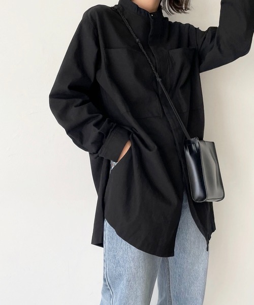 CANAL JEAN（キャナルジーン）の「RED CHOP WORKS　バンドカラーコットンシャツ（シャツ/ブラウス・レディース・ブラック/ベージュ/ブラウン・38）」の2枚目の写真