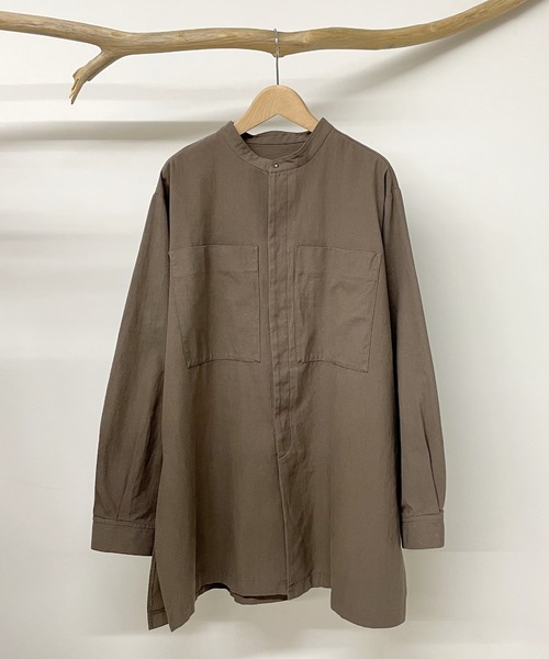 CANAL JEAN（キャナルジーン）の「RED CHOP WORKS　バンドカラーコットンシャツ（シャツ/ブラウス・レディース・ブラック/ベージュ/ブラウン・38）」の4枚目の写真