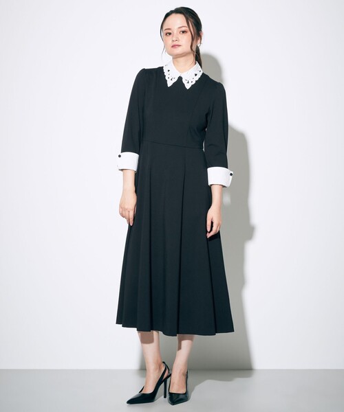 Diagram（ダイアグラム）の「刺繍衿付ジャージワンピース（ワンピース