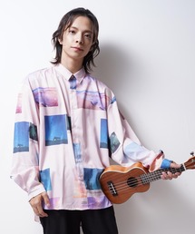 garsonwave | ビッグシルエットエモいフォトプリントレギュラーカラーシャツ(GW)(シャツ/ブラウス)