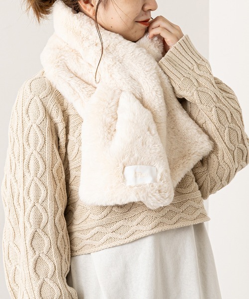 Chico（チコ）の「【新色追加】エコファーカラーティペット（マフラー・レディース・グレー/アイボリー/グレイッシュベージュ/チャコールグレー・FREE）」の13枚目の写真