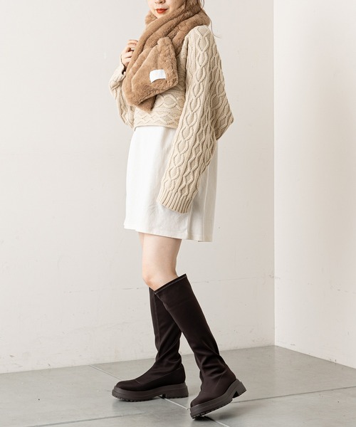 Chico（チコ）の「【新色追加】エコファーカラーティペット（マフラー・レディース・グレー/アイボリー/グレイッシュベージュ/チャコールグレー・FREE）」の10枚目の写真